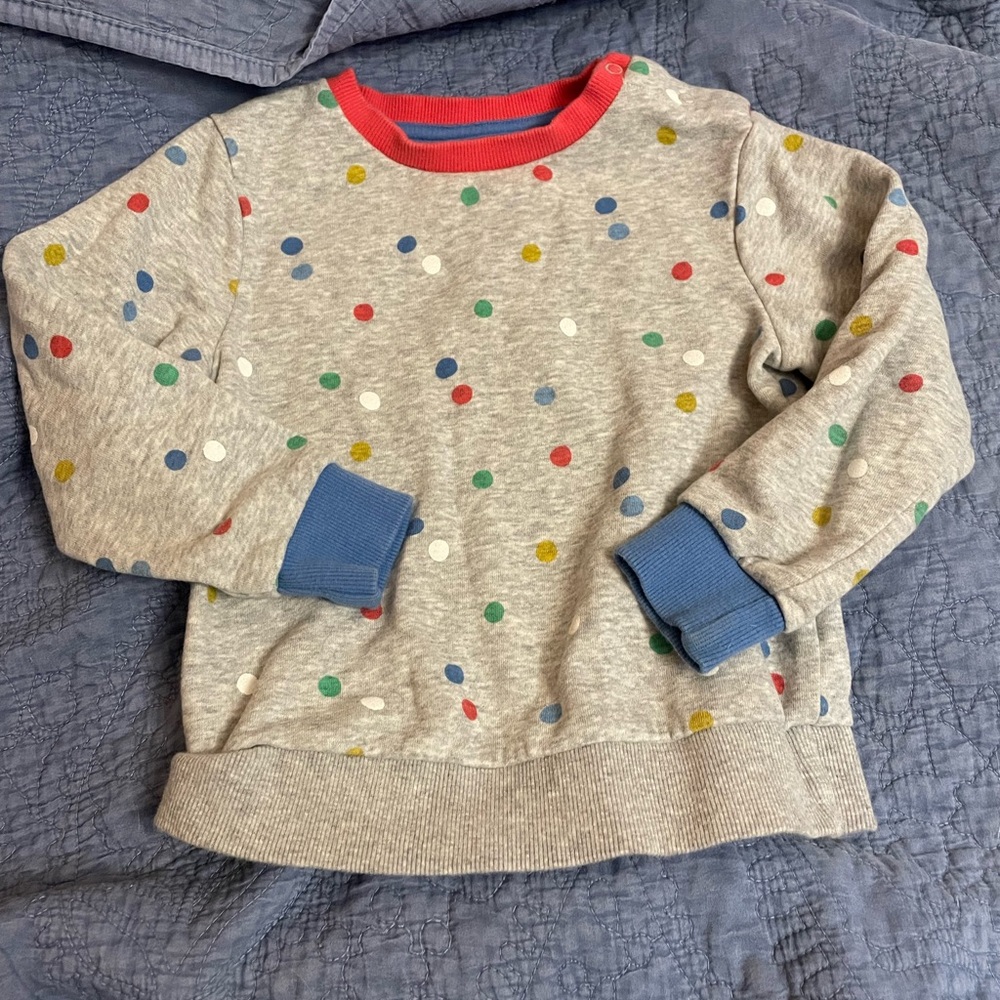 Baby Boden Gray Sweatshirt with Colorful Dots unisex 2T-3T